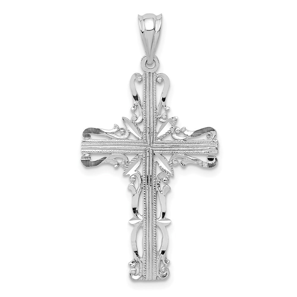 14k White Gold Latin Cross Pendant