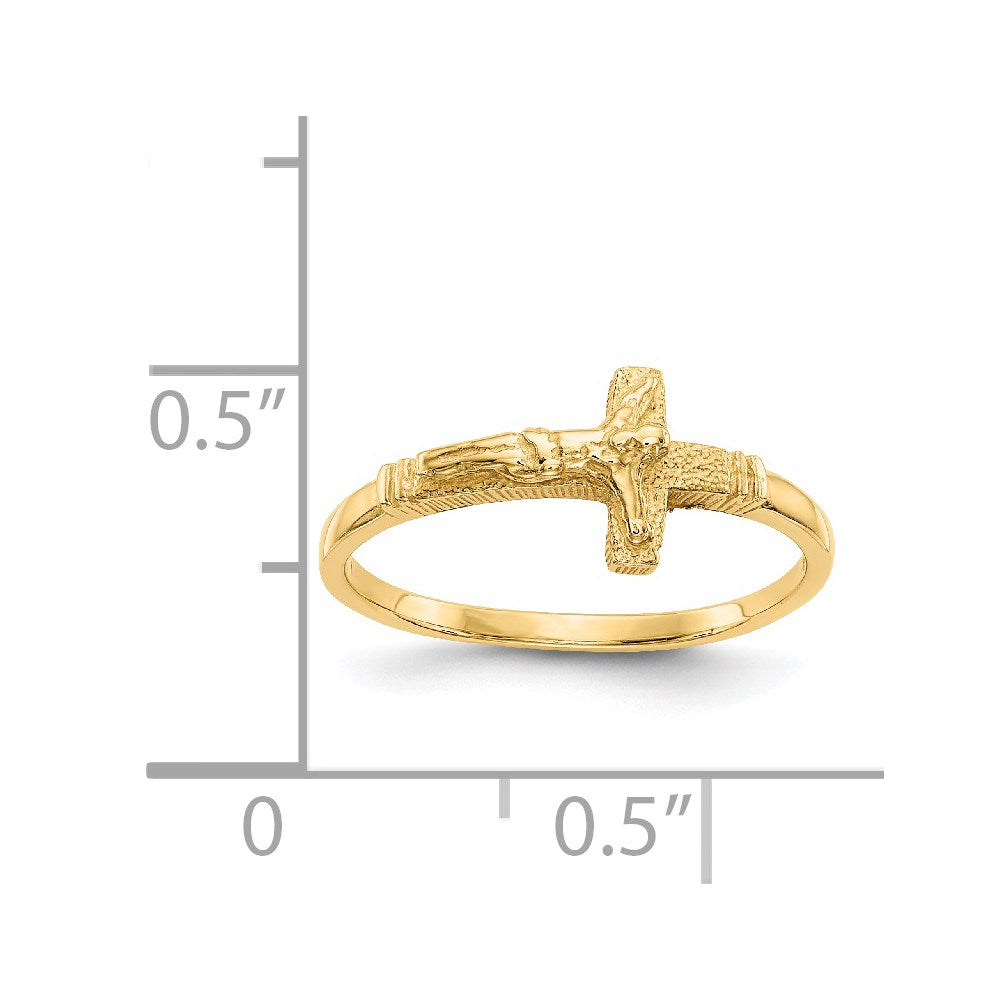 14K Satin Finish Childs Crucifix Ring