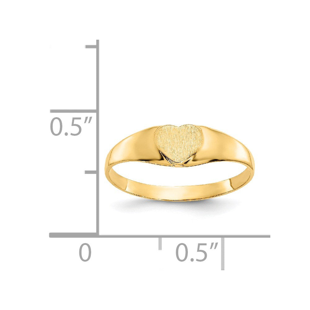 14k Satin Baby Heart Signet Ring