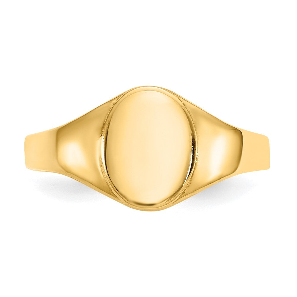 14k High Polished Oval Closed Back Baby Signet Ring