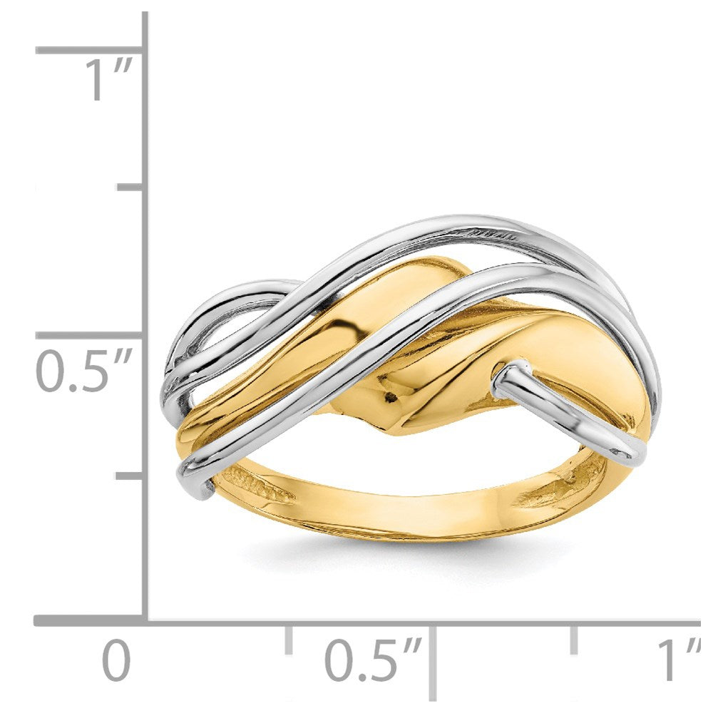 14k Two-tone Wave Ring