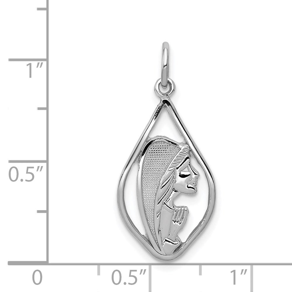14k White Gold Mary Blessed Virgin Charm