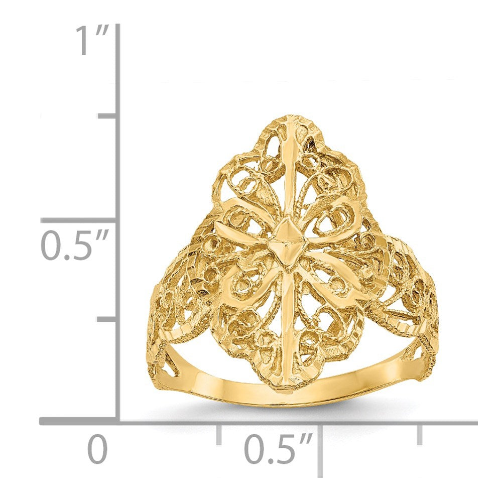 14K Diamond Cut Filigree Ring