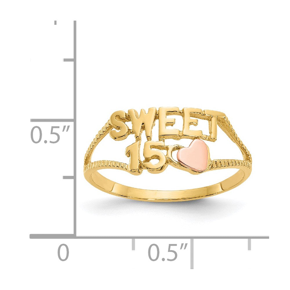 14K Two-tone Sweet 15 Heart Ring