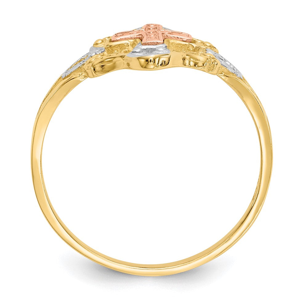 14K Two-tone w/White Rhodium Cross Ring