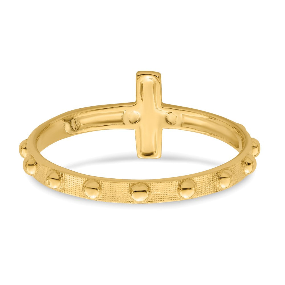 14K Two-tone Crucifix Rosary Ring