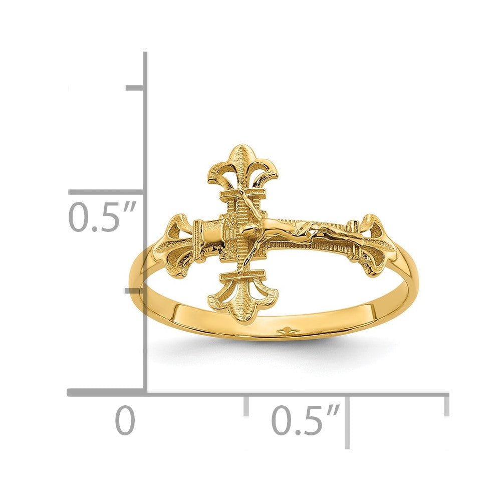 14K Diamond Cut Crucifix Ring
