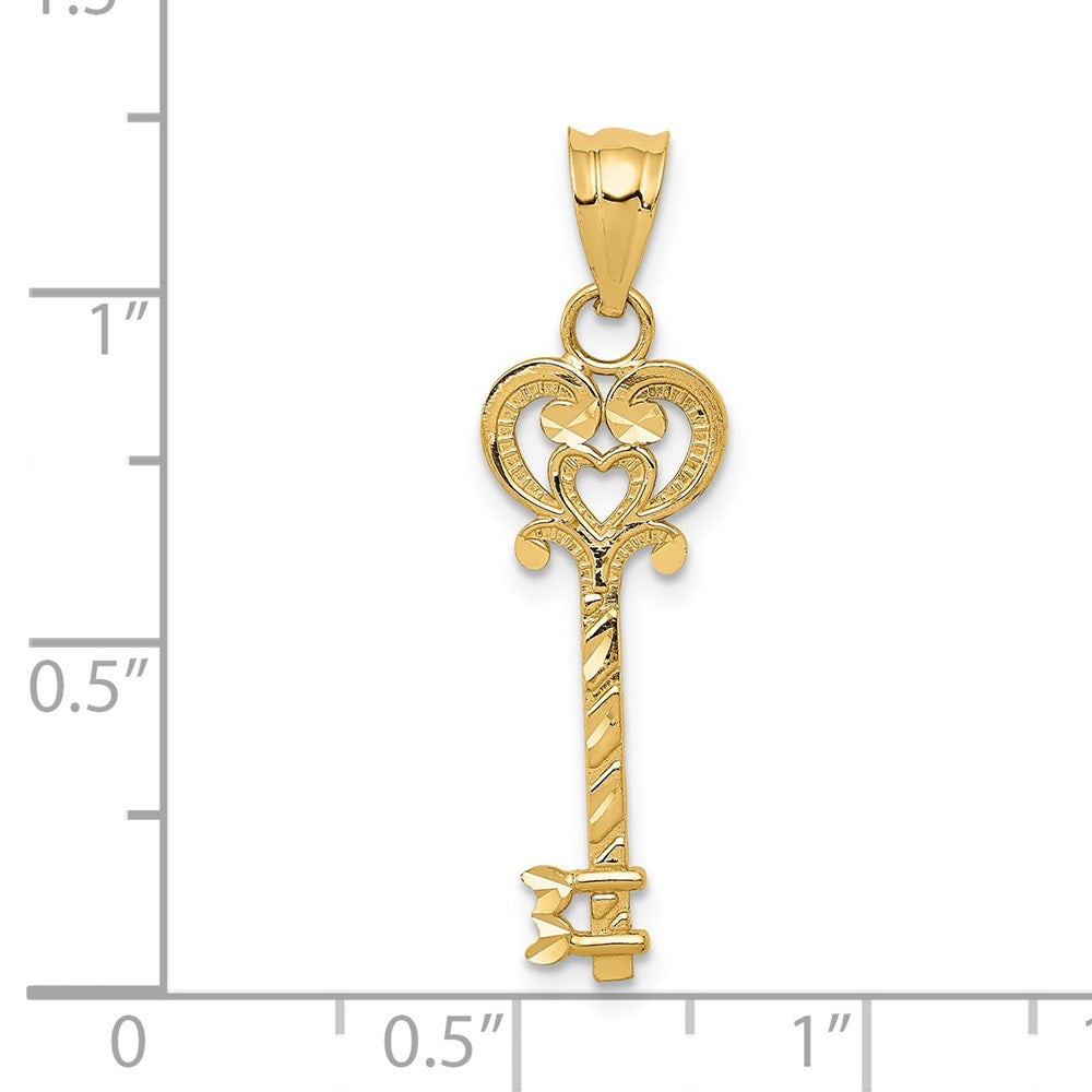 14k Diamond-cut Key Pendant