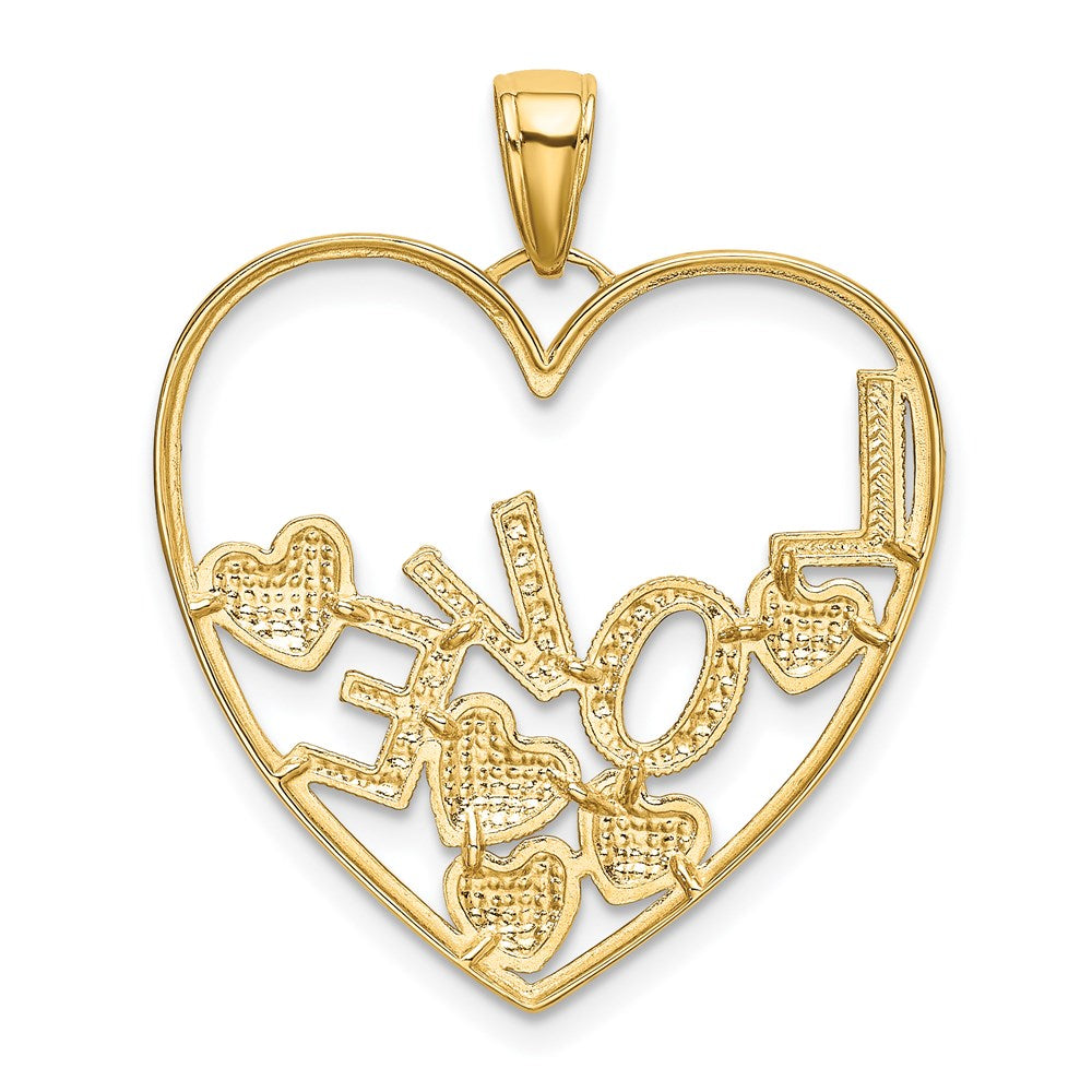 14K w/Rhodium LOVE and Floating Hearts Pendant