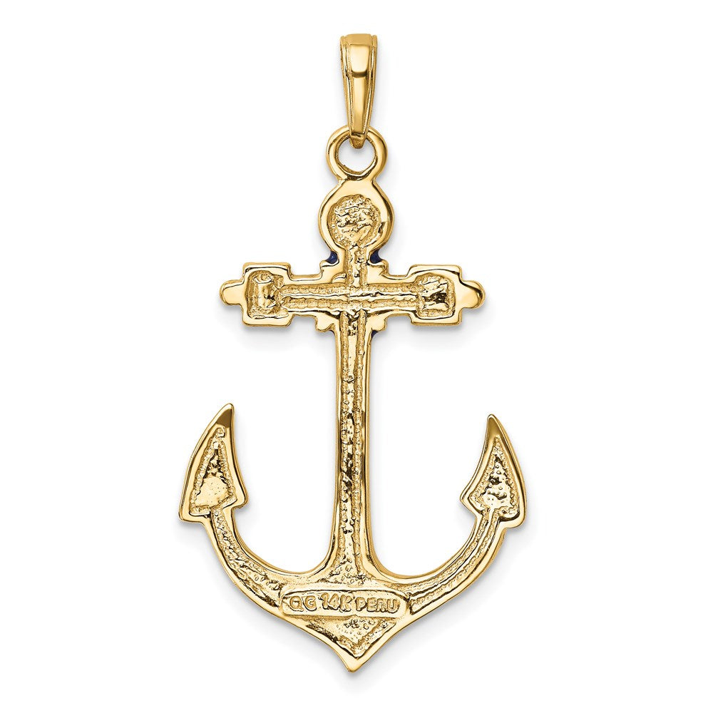 14K 2-D Red, White, and Blue Enameled Anchor Pendant