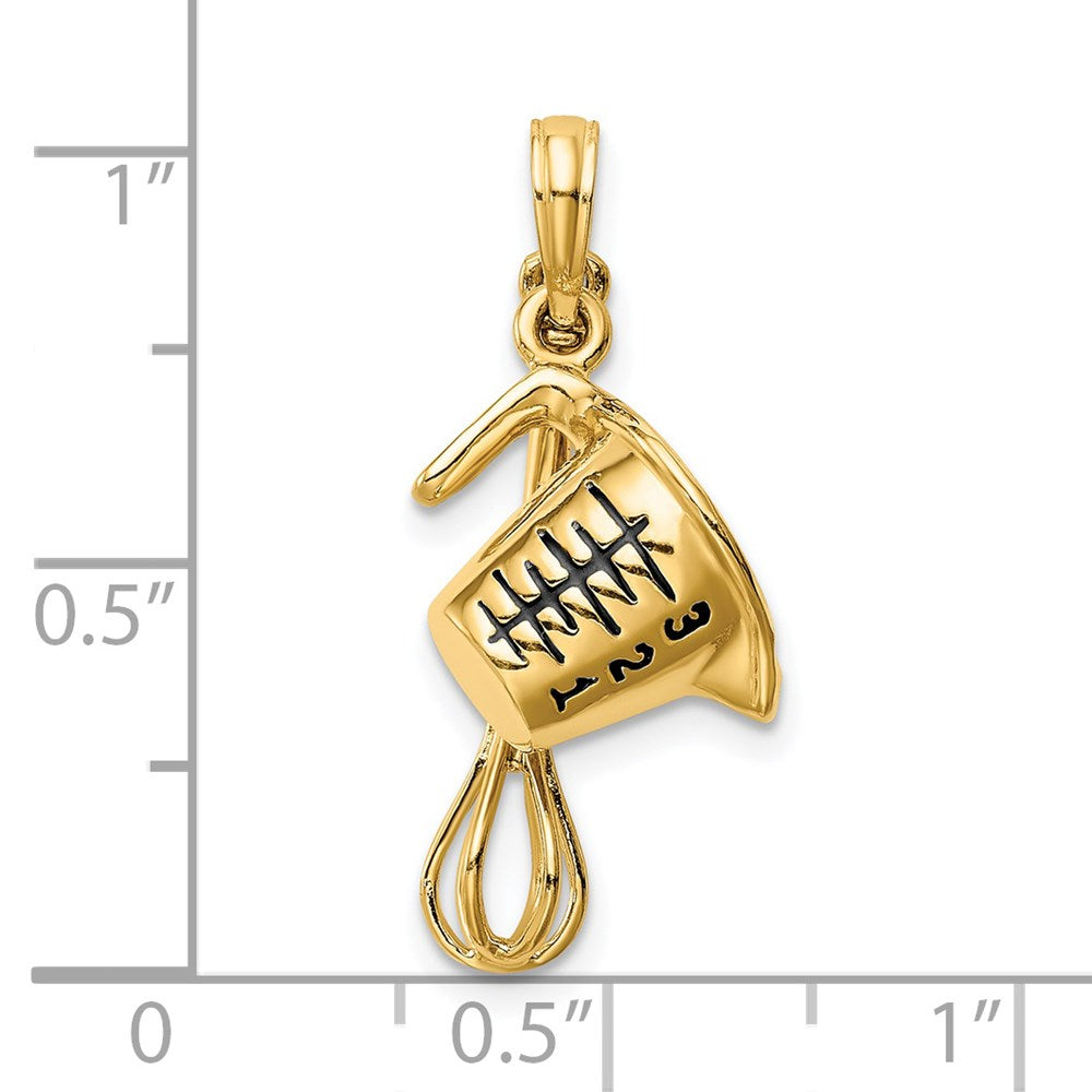 14K 3-D Black Enameled Measuring Cup and Whisk Pendant