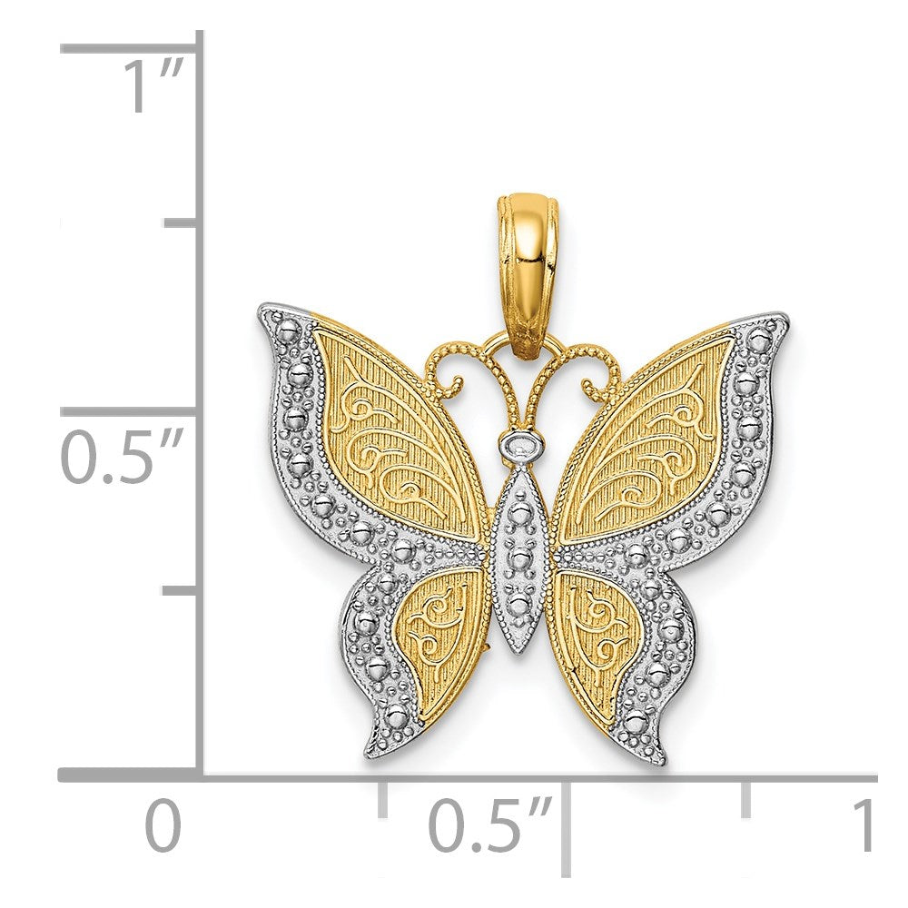 14K w/Rhodium Butterfly Pendant