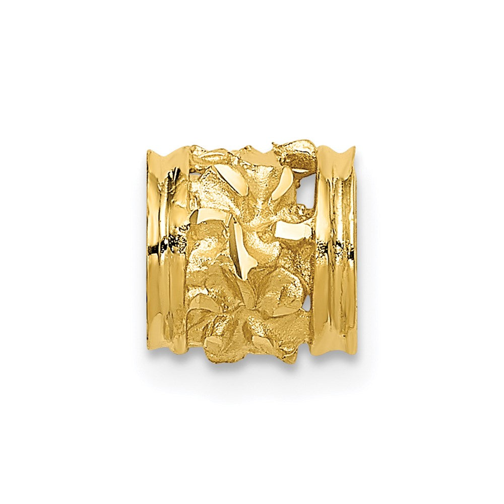 14k Diamond-cut Mini Plumeria Barrel Chain Slide