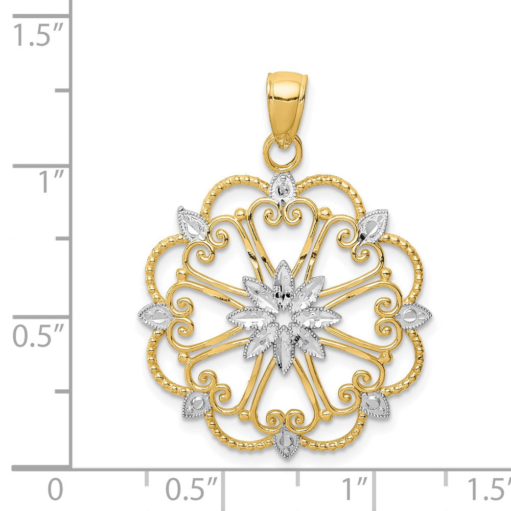 14K and Rhodium Starburst Pendant