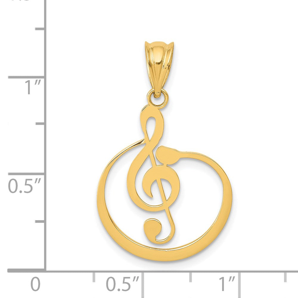 14k G Clef Musical Note Pendant