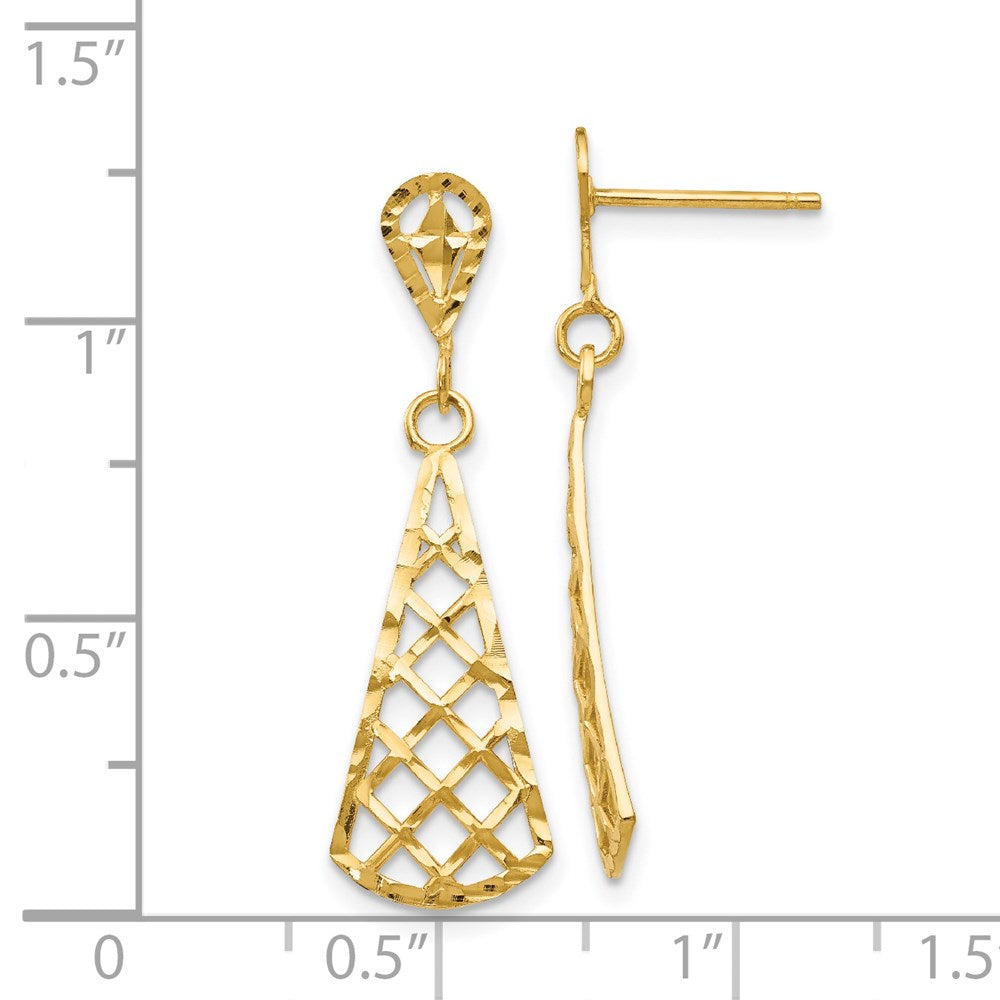 14K Diamond-Cut Inverted Fan Dangle Post Earring
