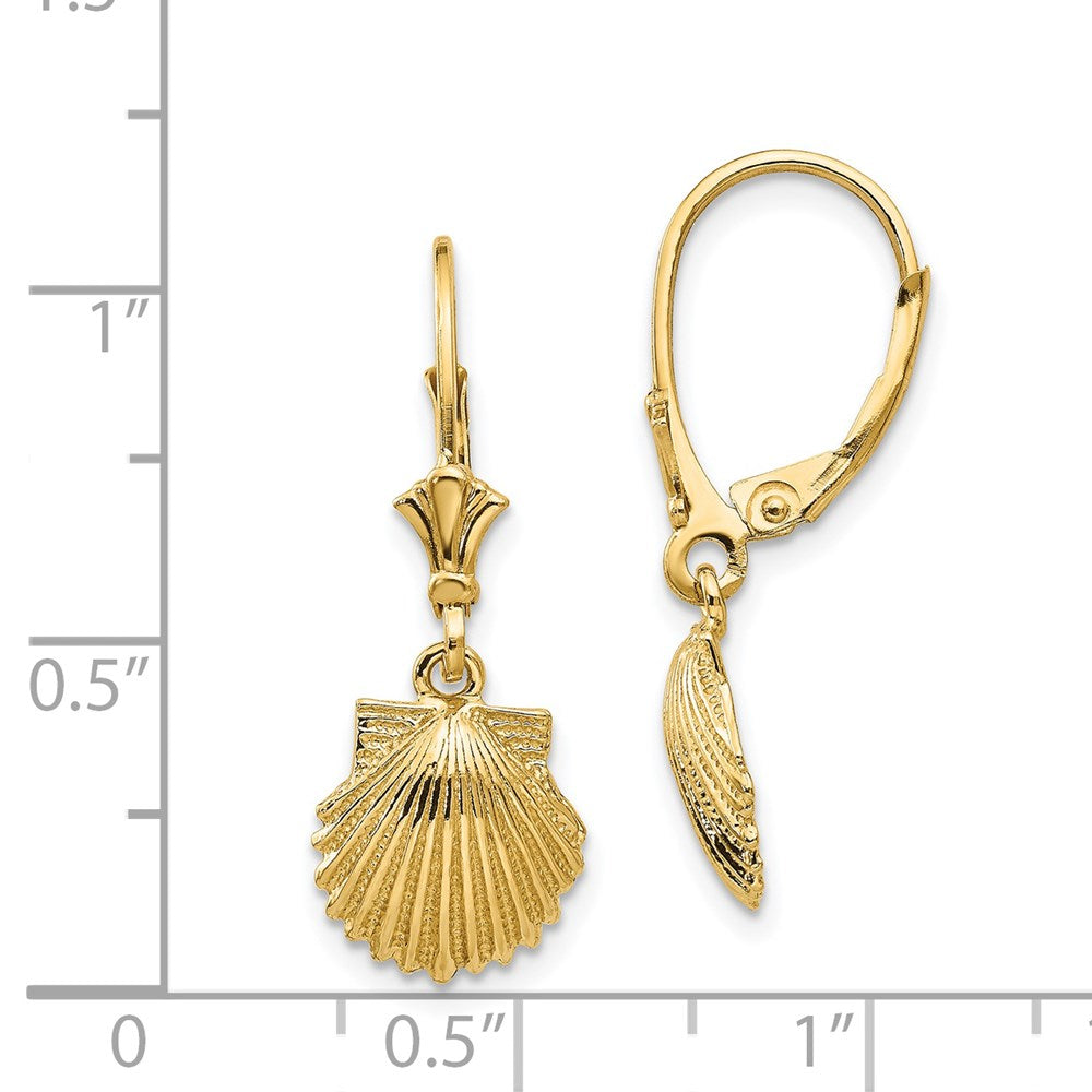14K Scallop Shell Leverback Earrings