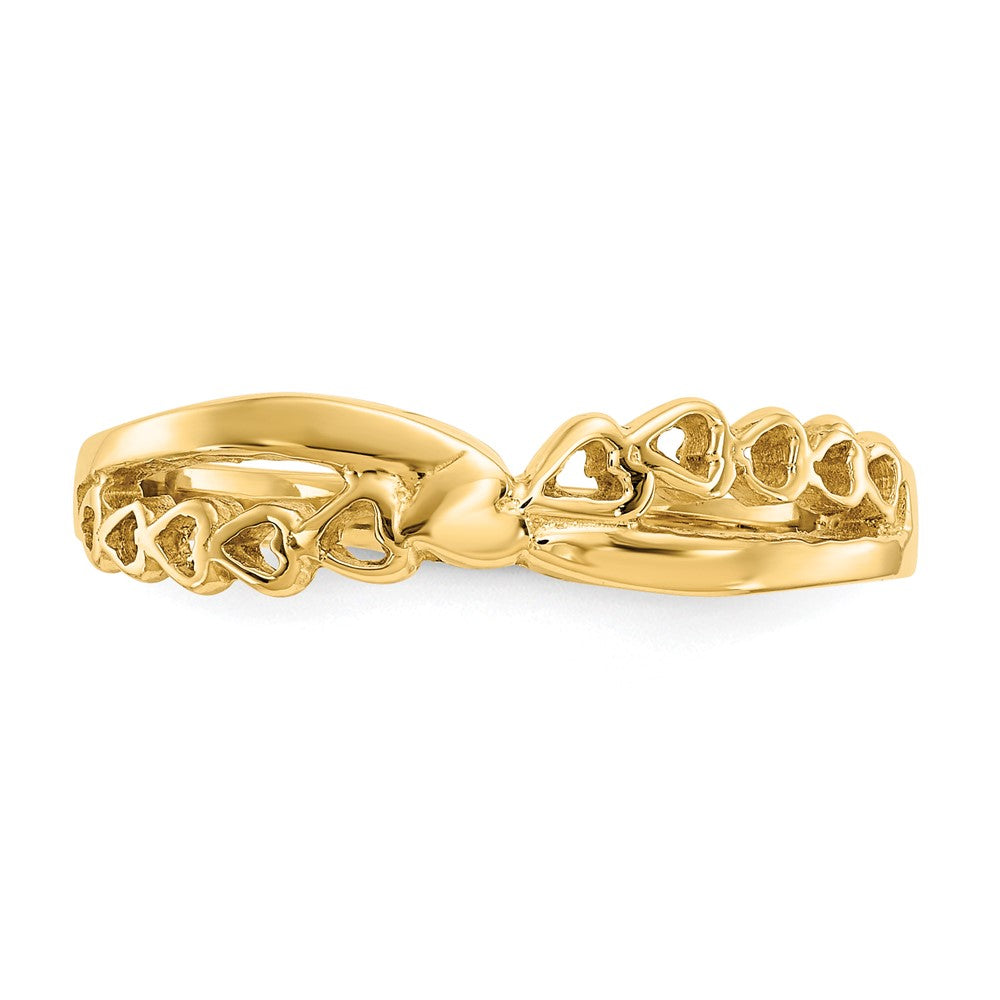 14K Polished Criss Cross Pattern Hearts Ring