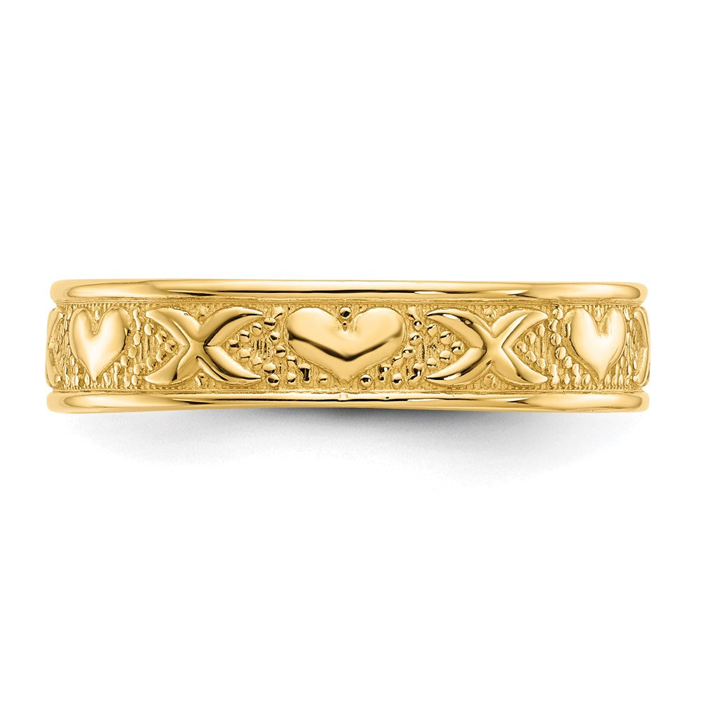 14K Polished X and Hearts Ring
