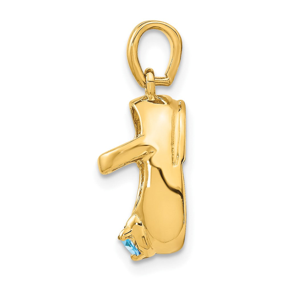 14k 3-D December/Synthetic Stone Engraveable Baby Shoe Charm