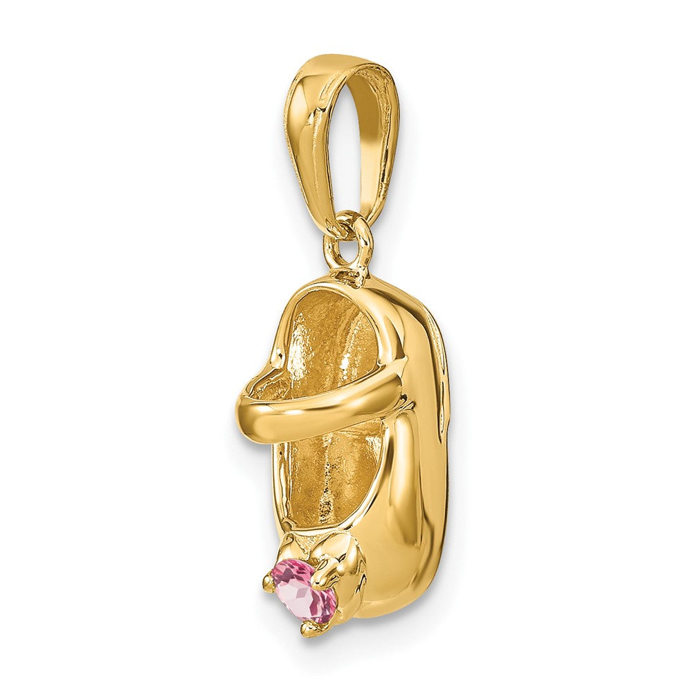 14k 3-D October/Synthetic Stone Engraveable Shoe Charm