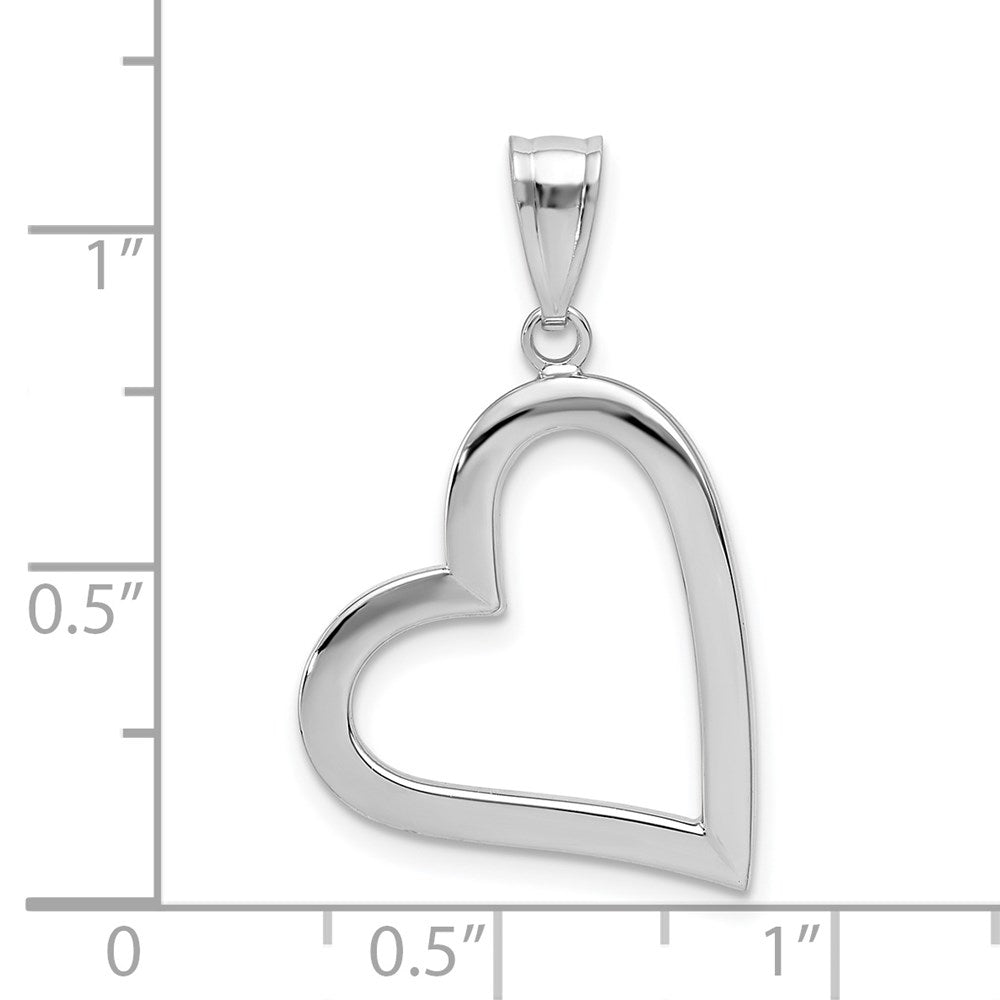 14k White Gold Polished Hollow Heart Pendant