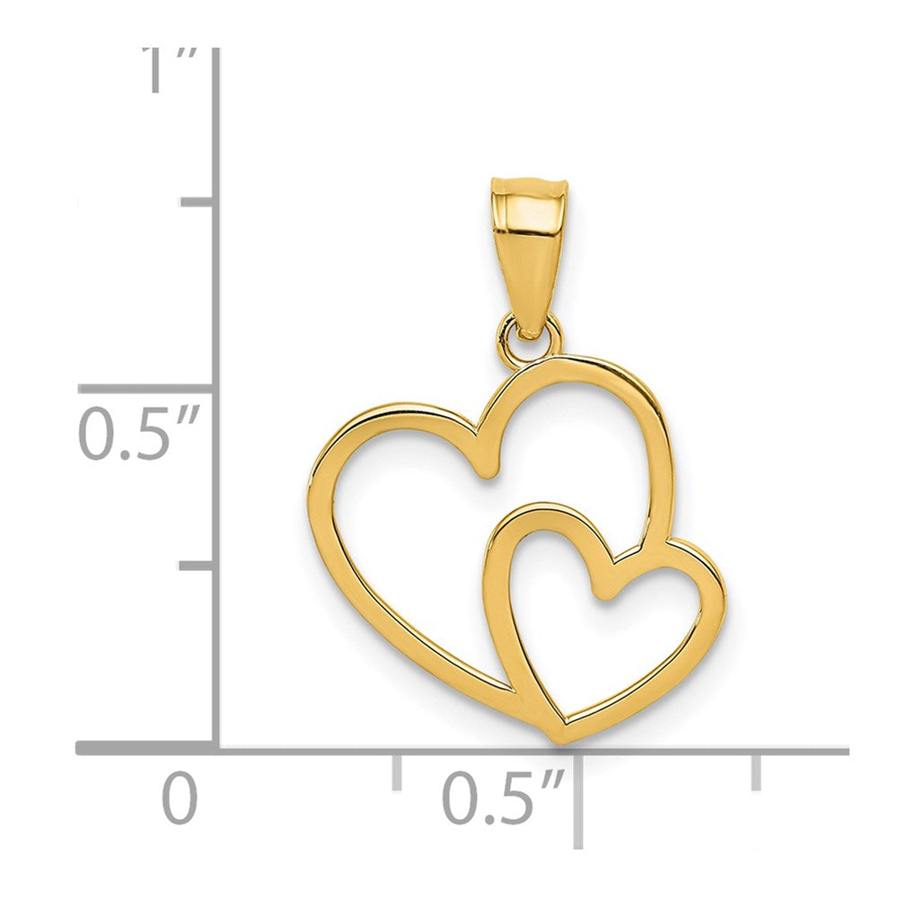 14K Polished Double Heart Pendant