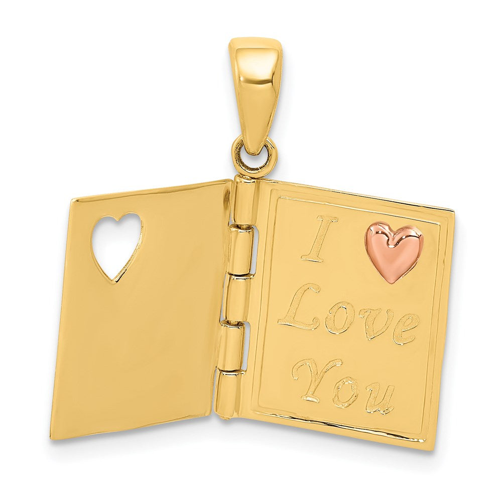14K Two-tone 3D Enameled Moveable SWEETHEART Book Charm