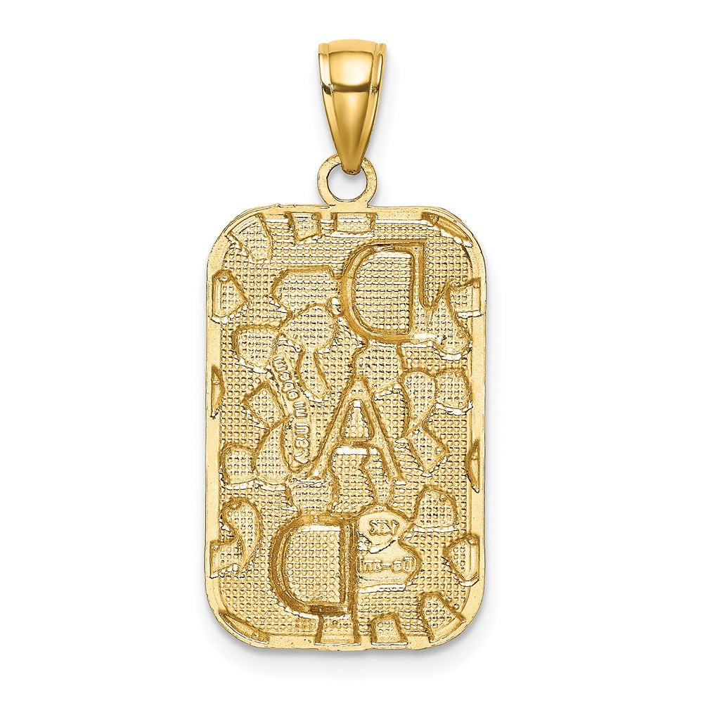 14K DAD Gold Nugget Dog Tag Pendant
