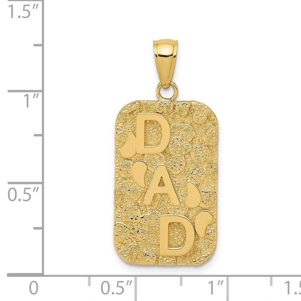 14K DAD Gold Nugget Dog Tag Pendant