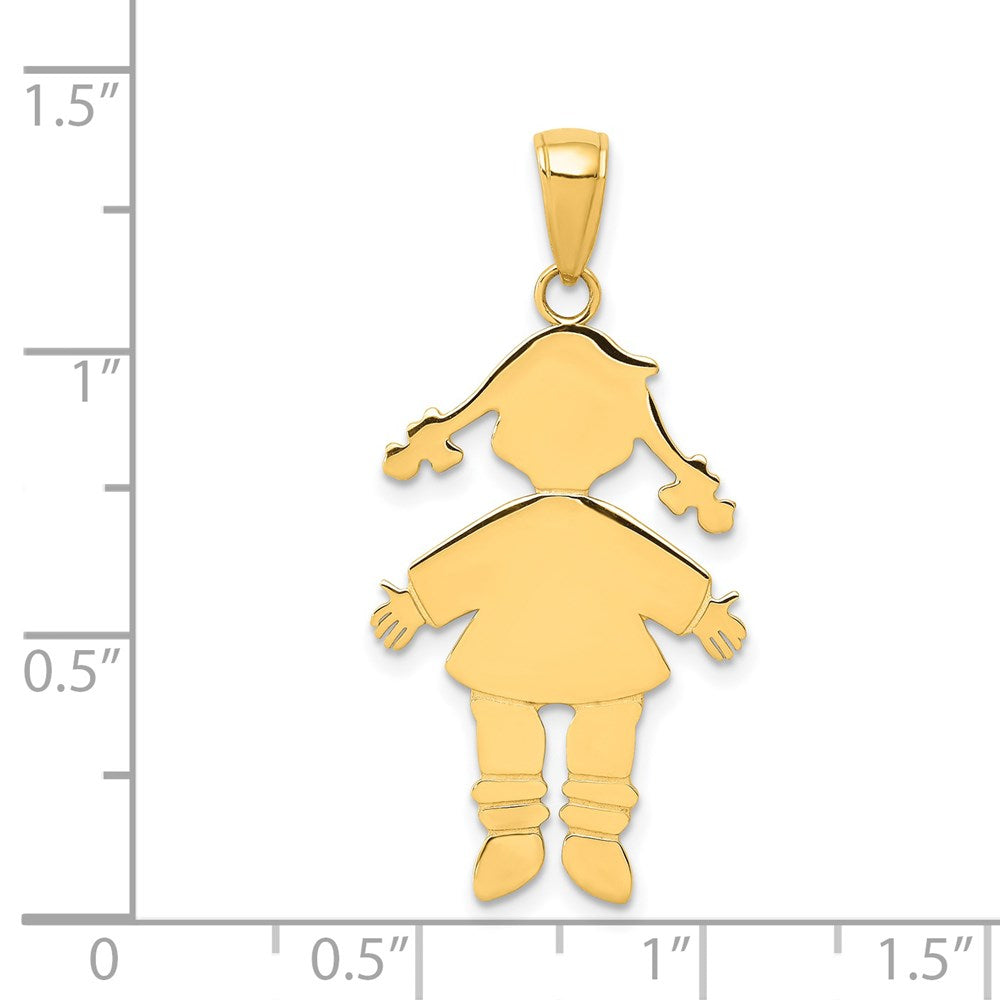 14k Flat Engravable Girl Charm