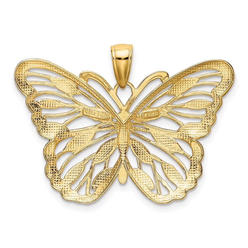 14k and Rhodium Butterfly Pendant