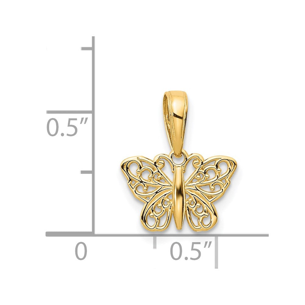 14k Polished Filigree Butterfly Charm