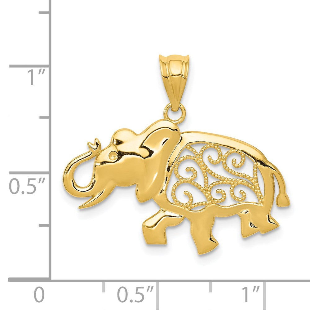 14k Filigree Elephant Pendant