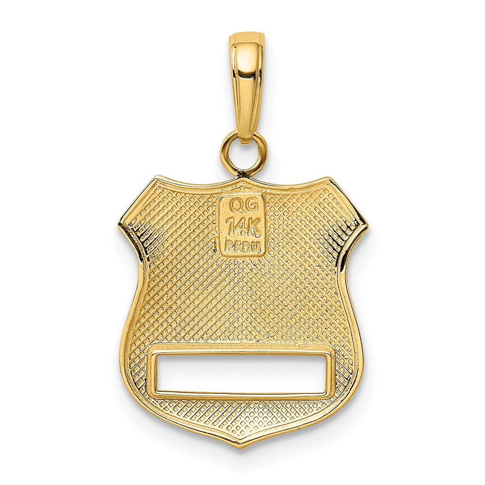 14k w/Rhodium Police Badge Pendant