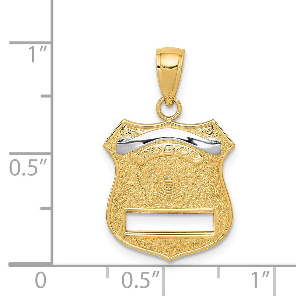 14k w/Rhodium Police Badge Pendant