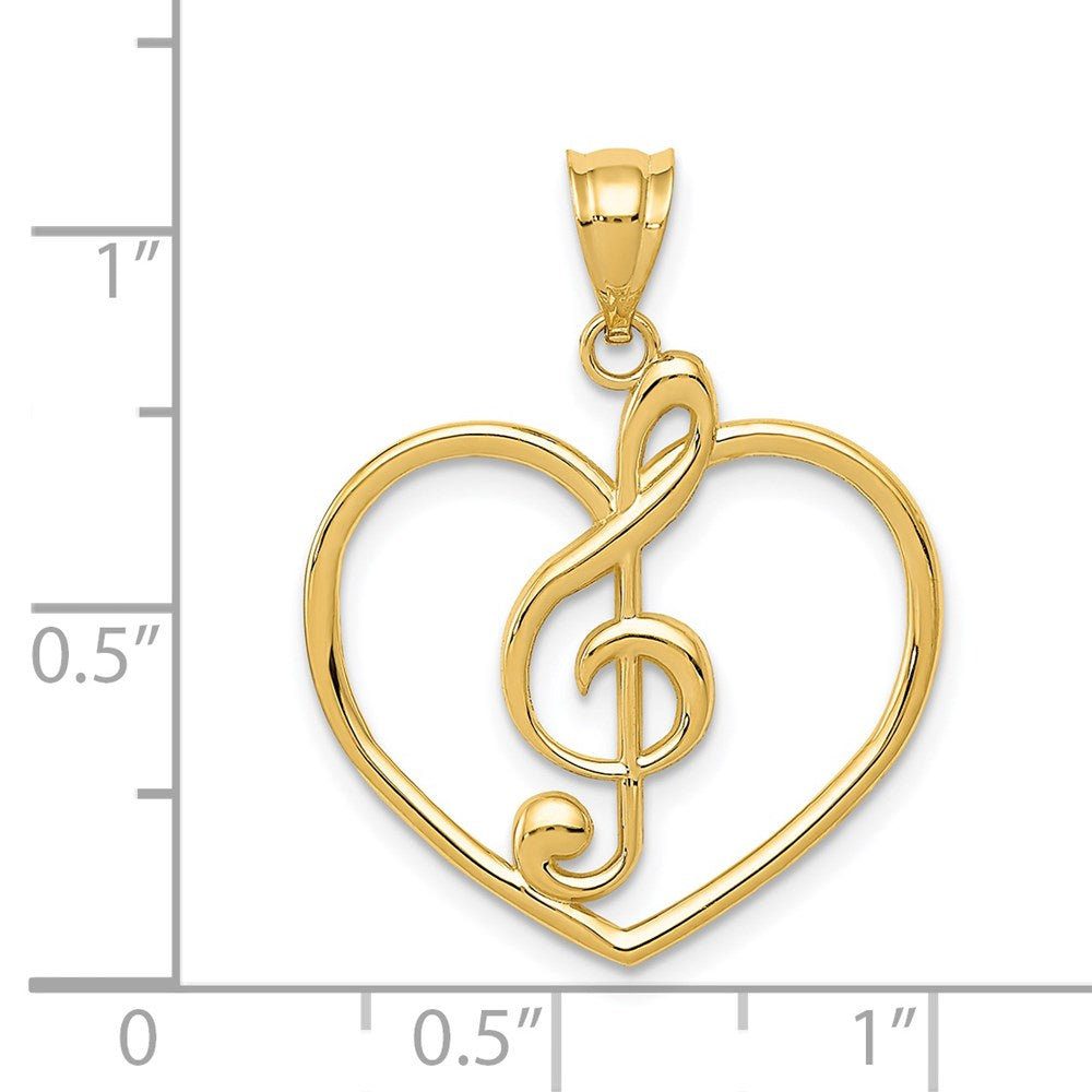 14K Treble Clef in Heart Charm