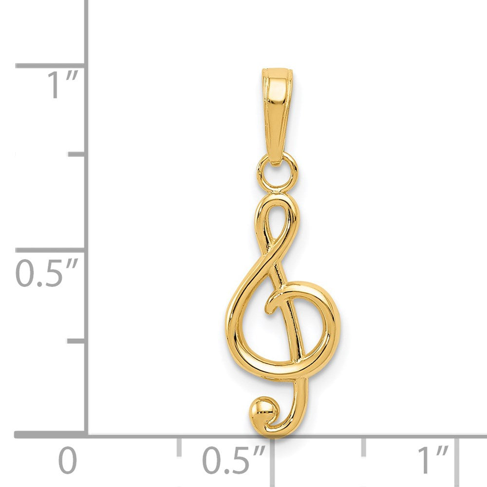 14k Polished Open-Backed Treble Clef Pendant