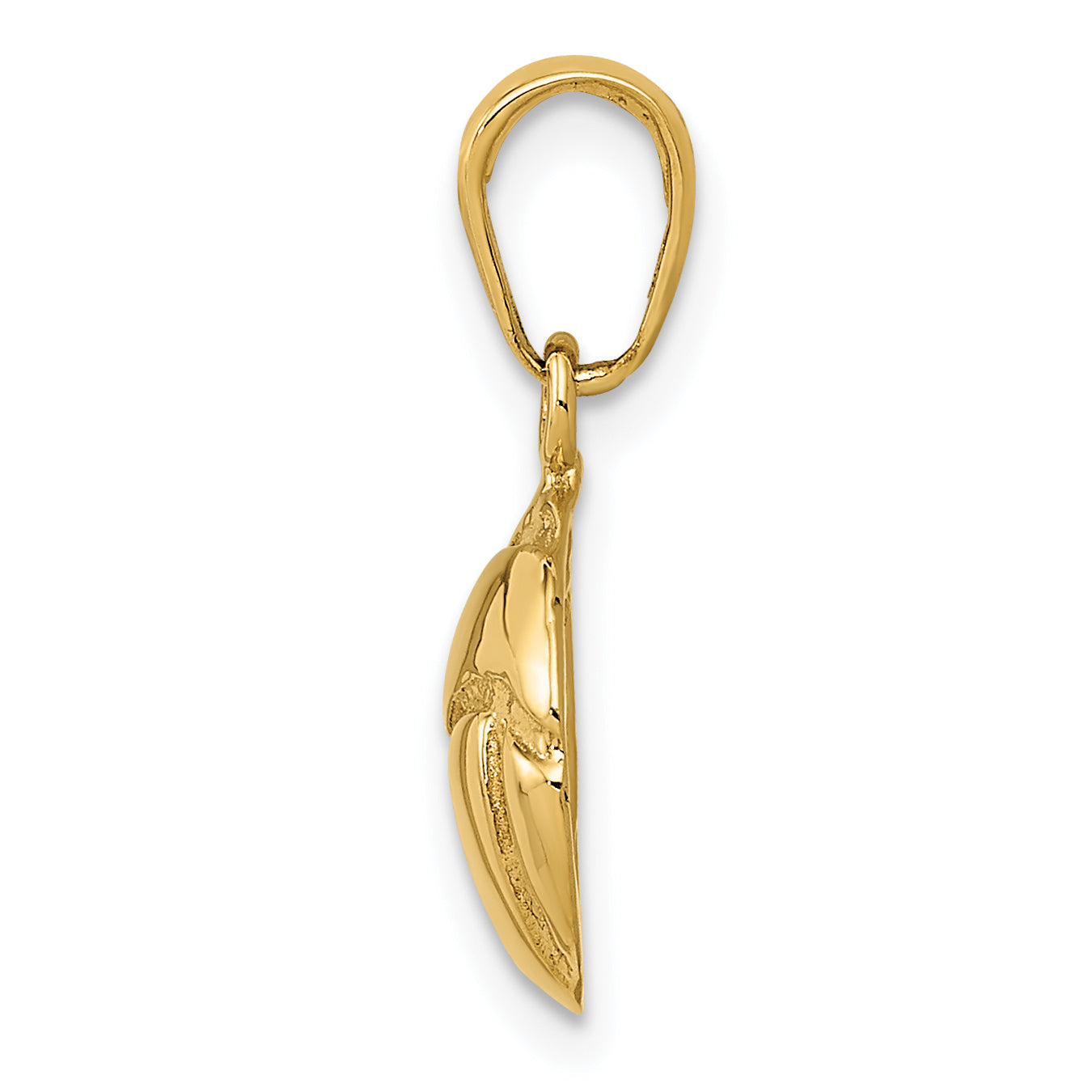 14K Solid Polished Open Back Volleyball Charm
