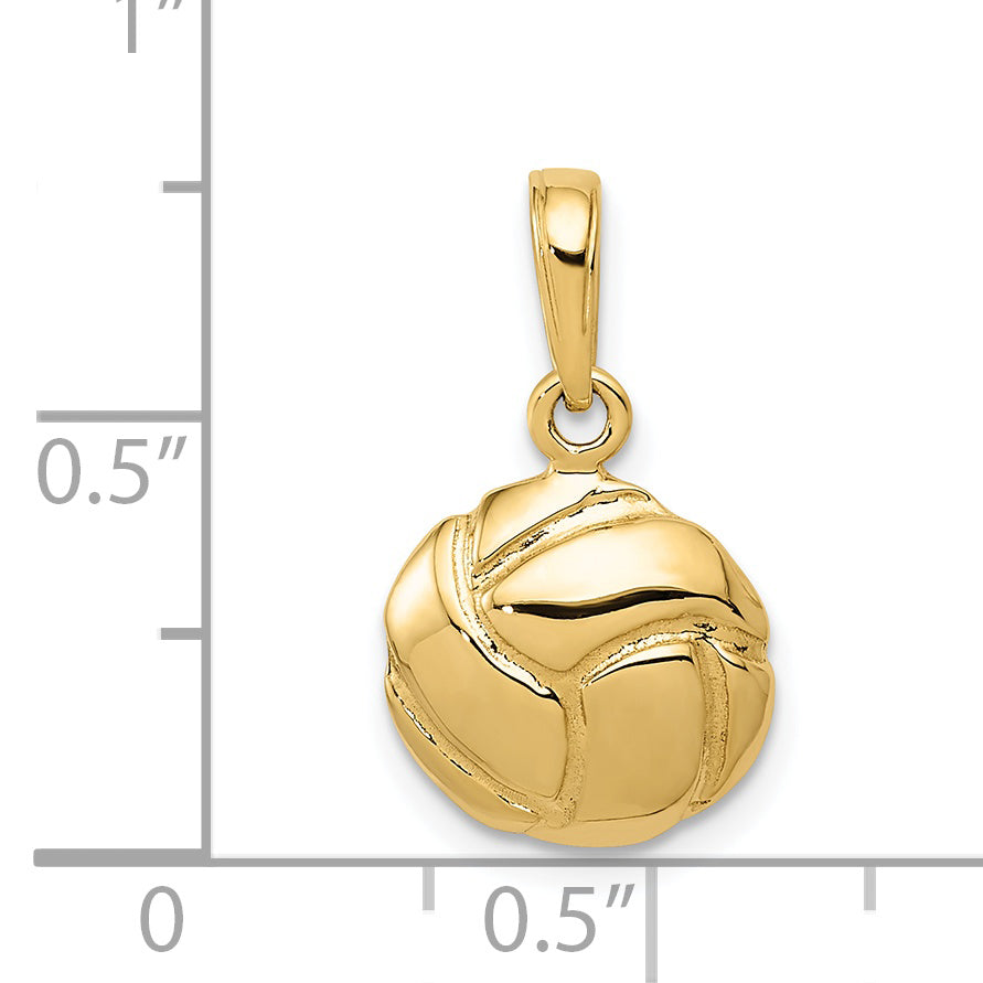 14K Solid Polished Open Back Volleyball Charm