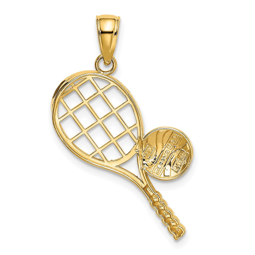 14k Diamond-Cut Tennis Racquet Charm