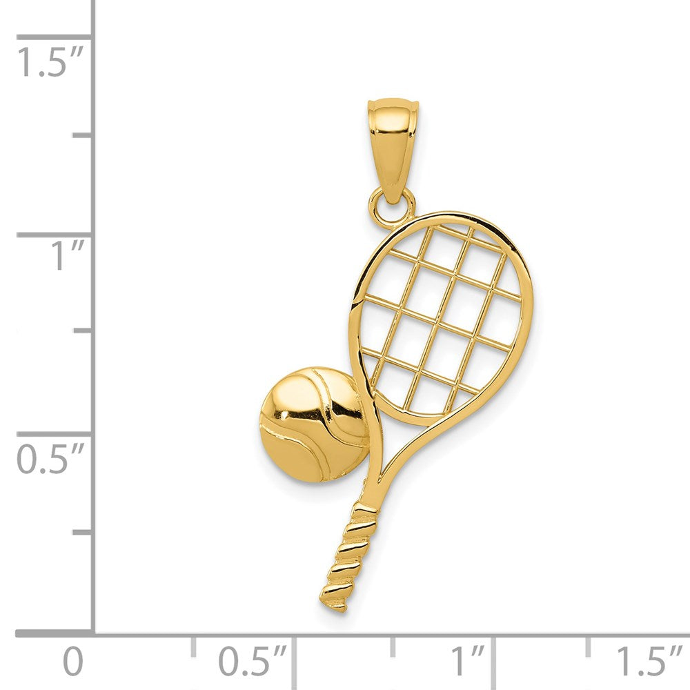 14k Diamond-Cut Tennis Racquet Charm
