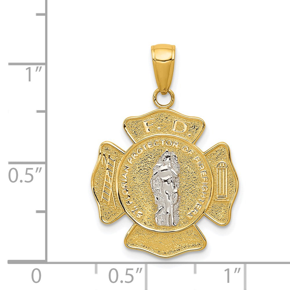 14k Two-tone Saint Florian Medal Pendant