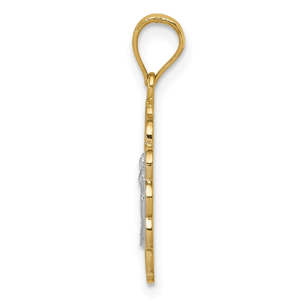 14K Two-tone W/Rhodium Baptism Pendant
