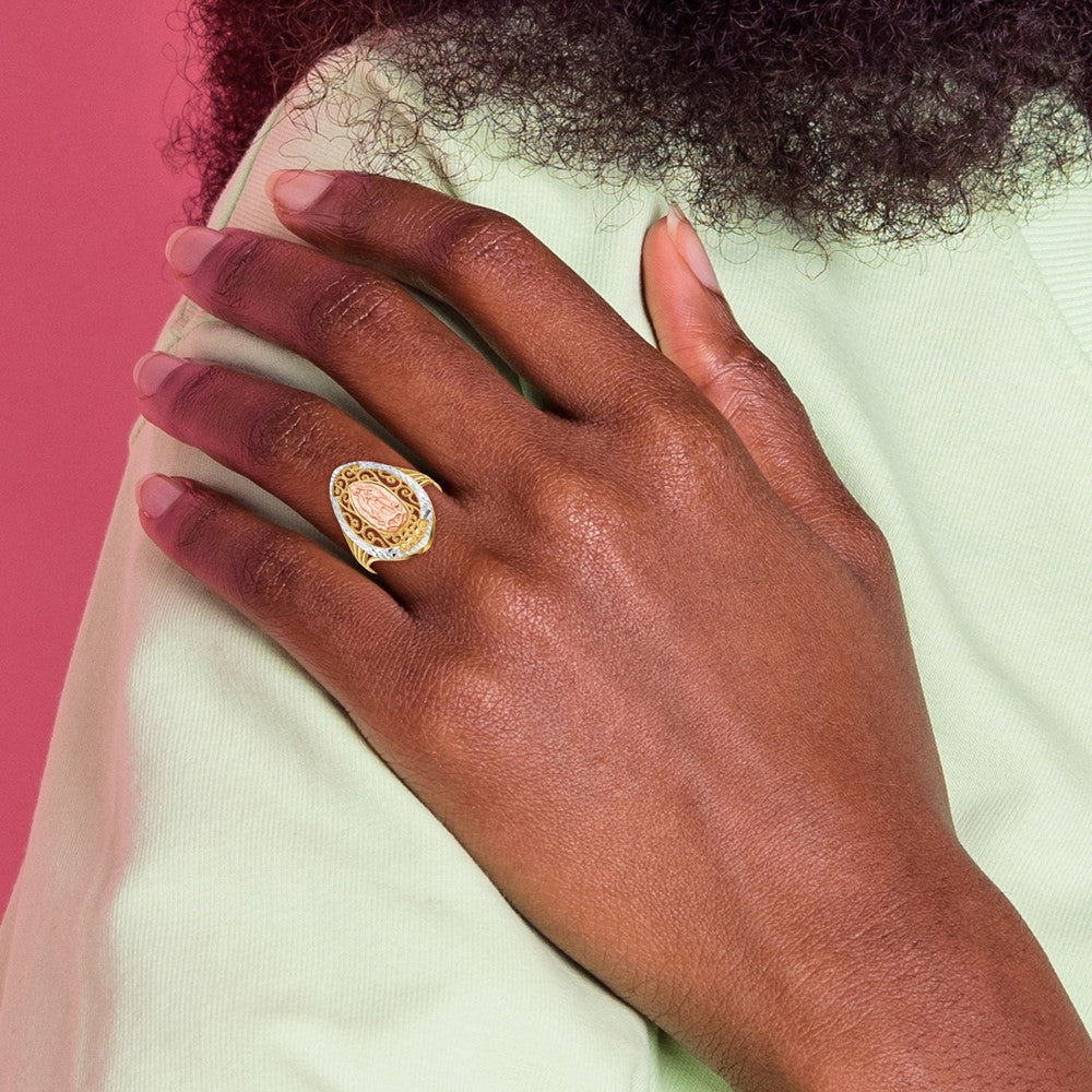 14K Two-tone w/White Rhodium Filigree Guadalupe Ring
