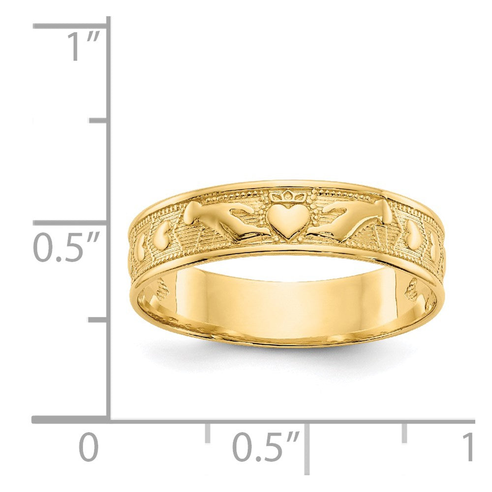 14k Polished Claddagh Band