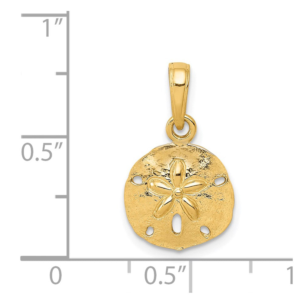 14K Gold Polished Sand Dollar Pendant
