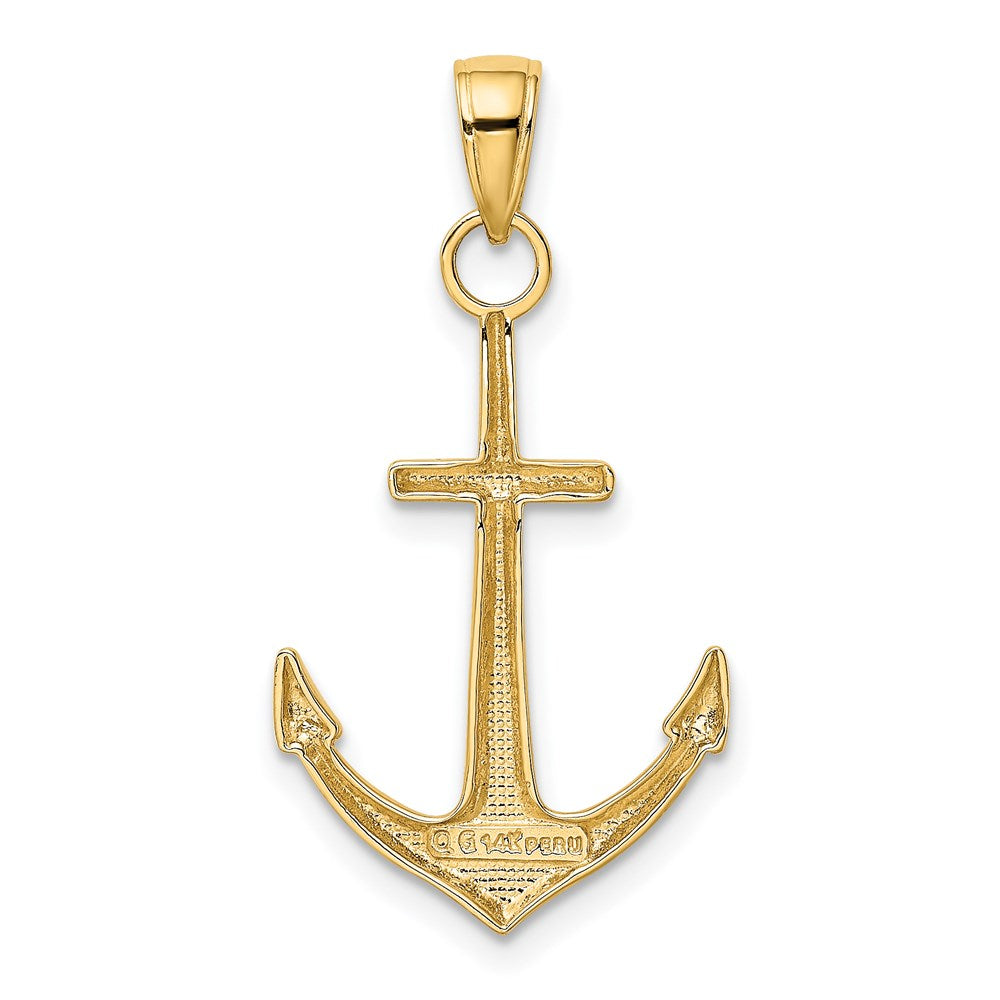 14K Gold Polished Anchor Pendant