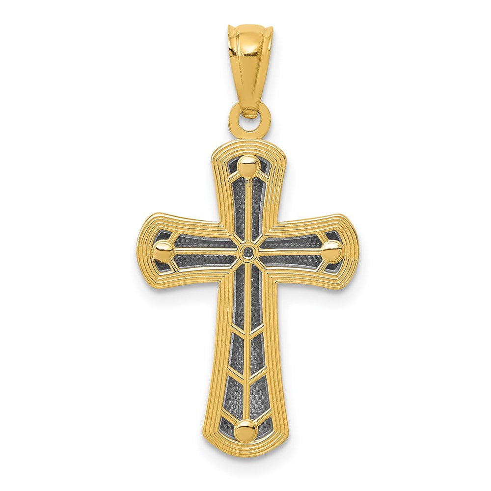 14k Rhodium Polished Cross Pendant