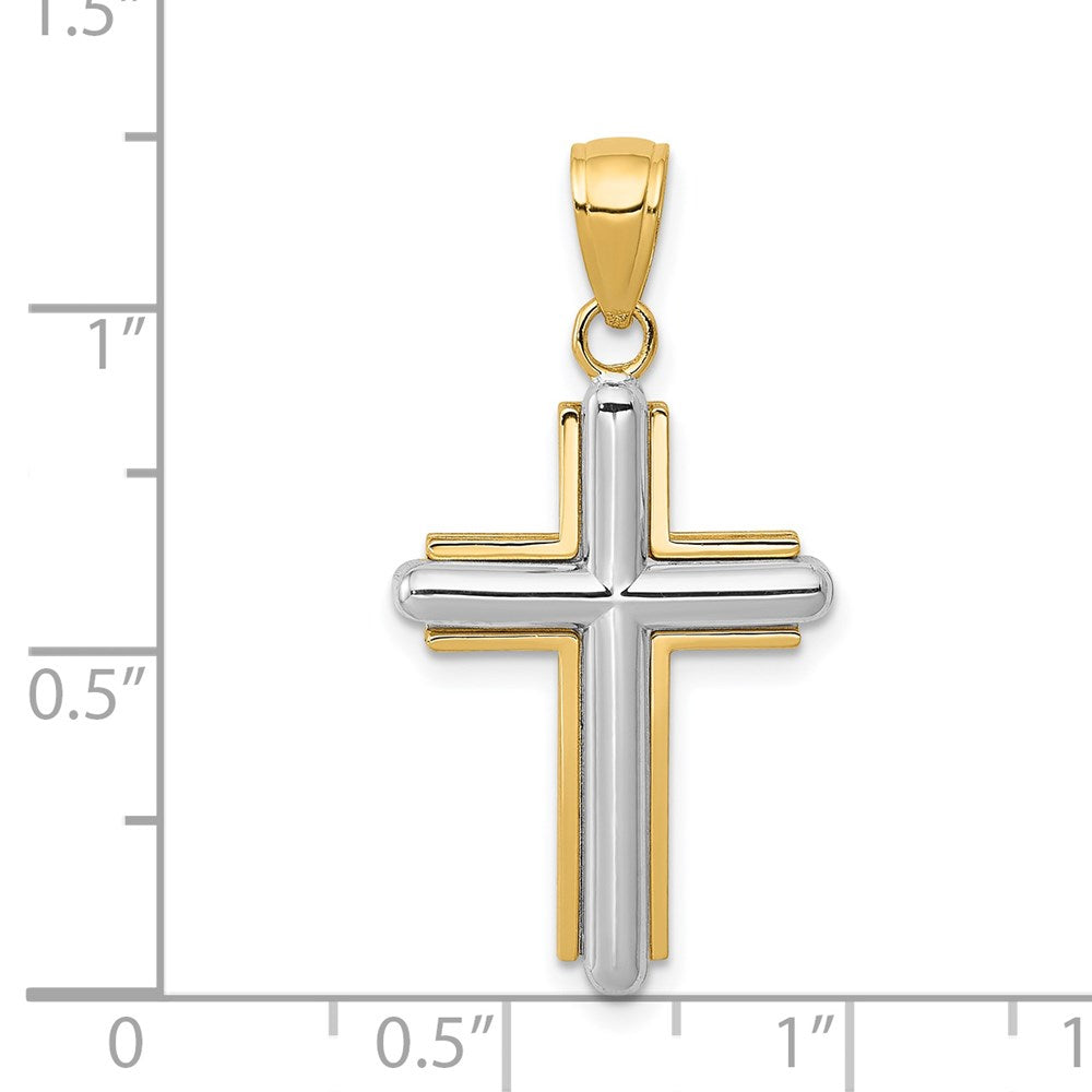 14k Two-tone Cross Pendant